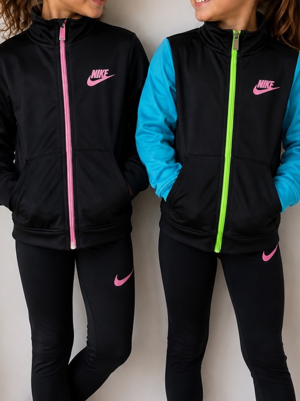 Bundle of 2 Nike Girls Zip Up Jackets 5-6Y Black Athletic School Sport Outdoors